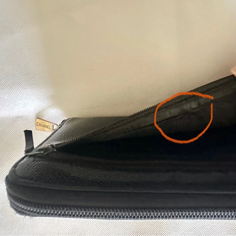 Chanel Caviar Zip Around Wallet